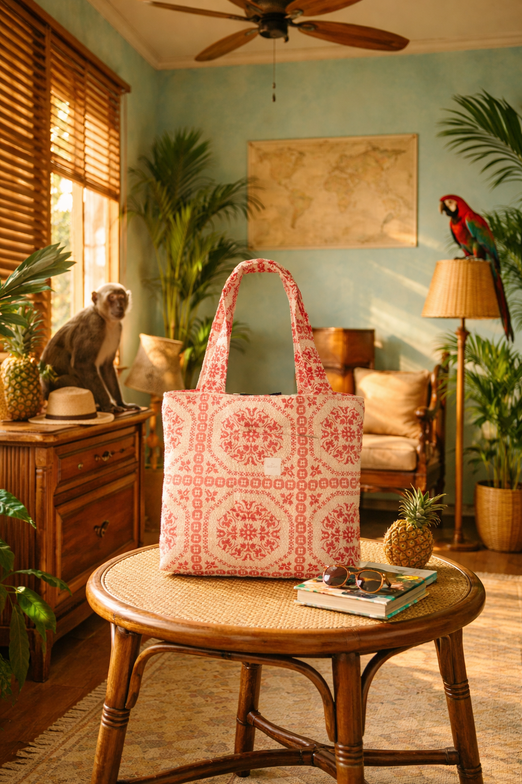 Tote bag midi rot weiß