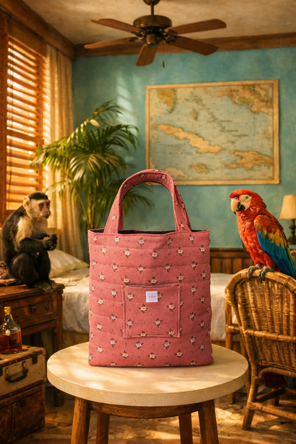 Tote bag XL rosa geblümt