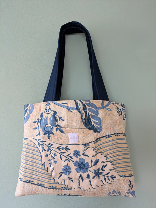 Tote bag midi Blumen blau