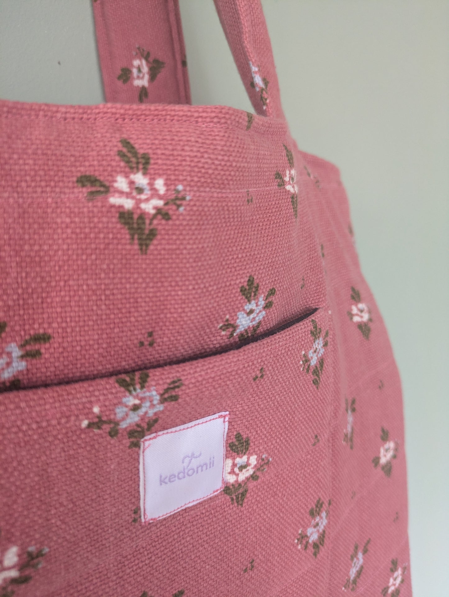 Tote bag midi rosa geblümt