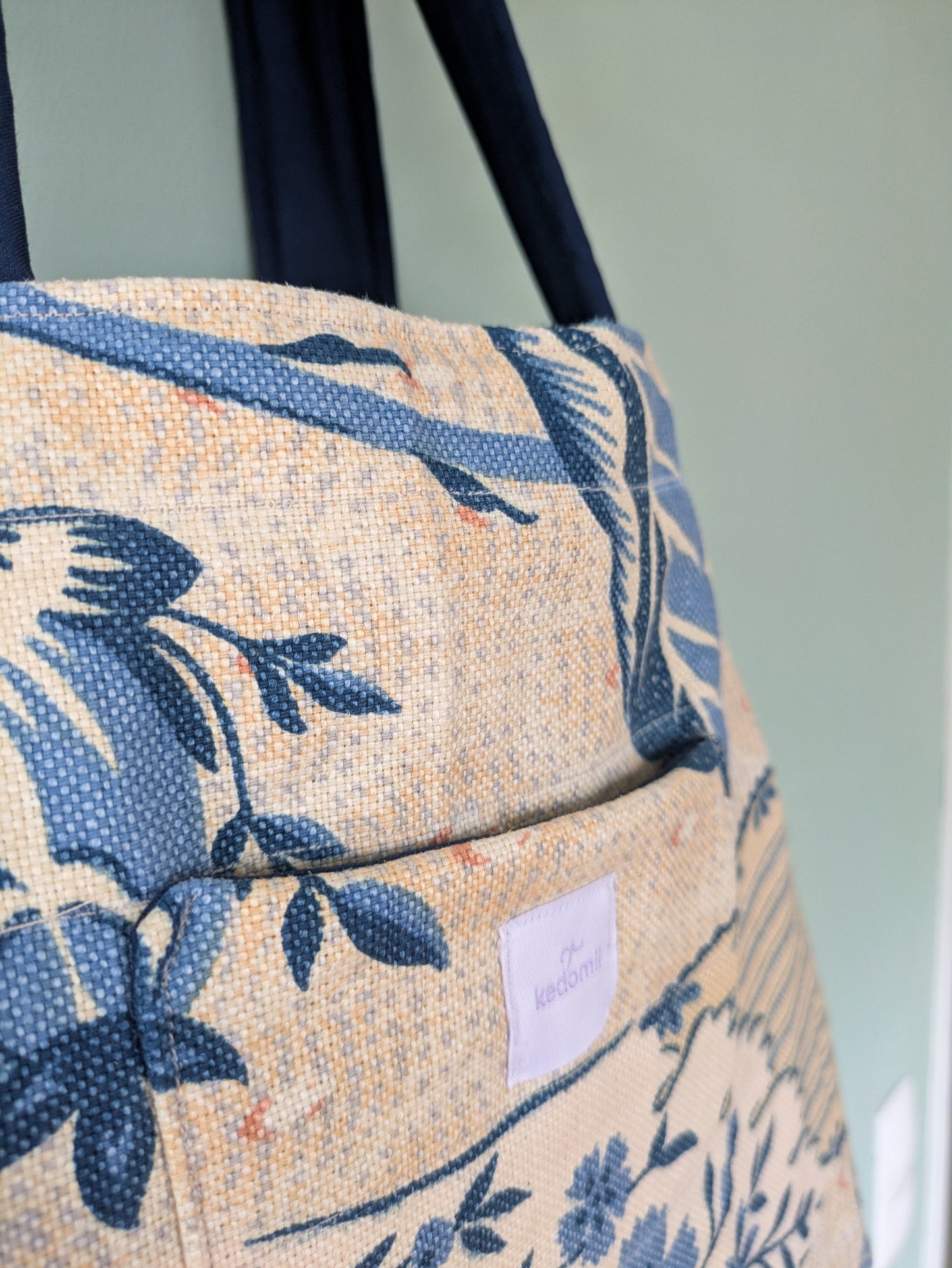 Tote bag midi Blumen blau