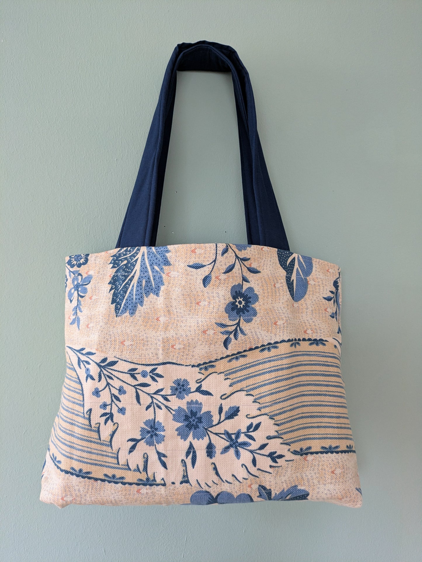 Tote bag midi Blumen blau