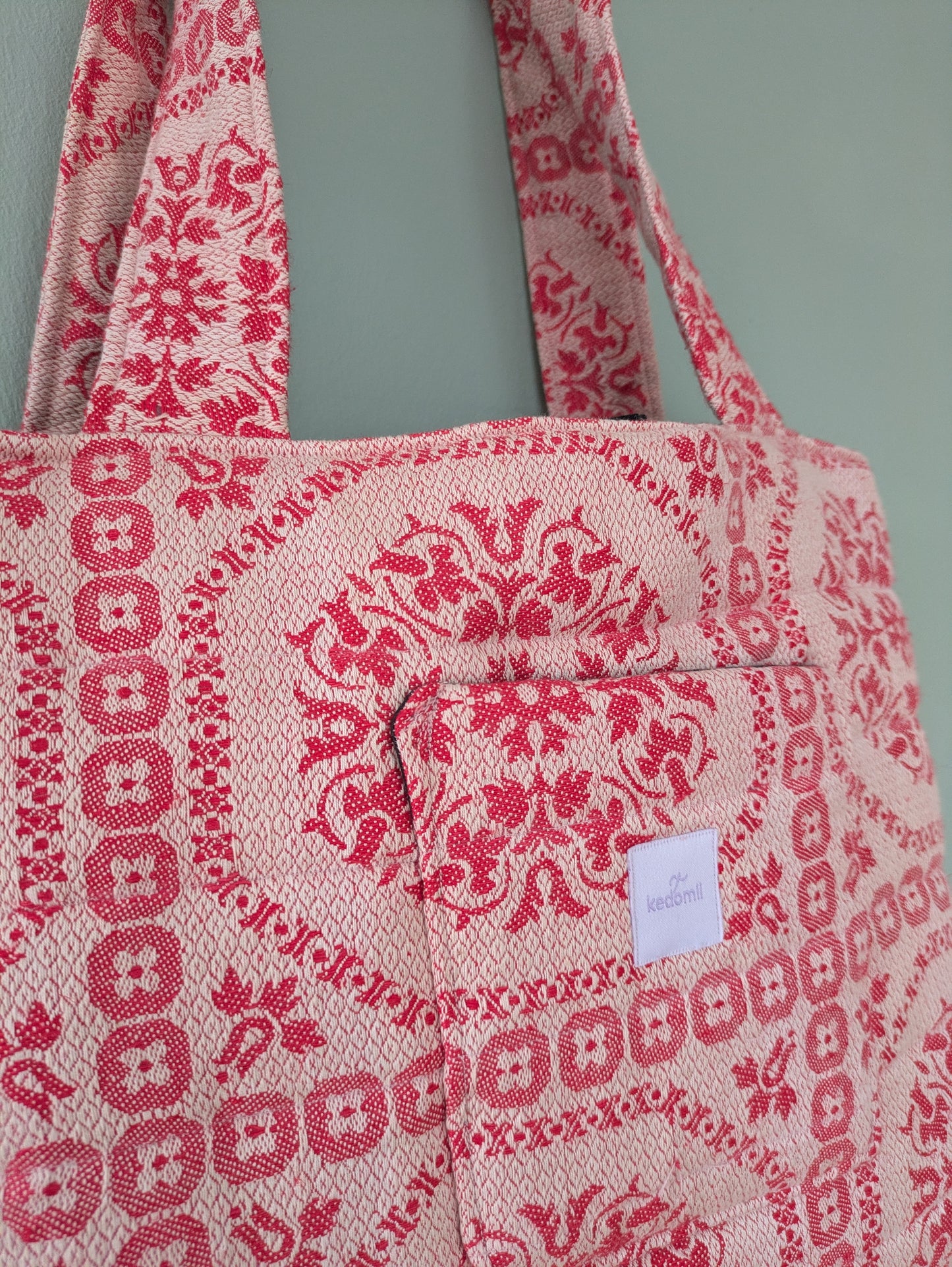 Tote bag midi rot weiß