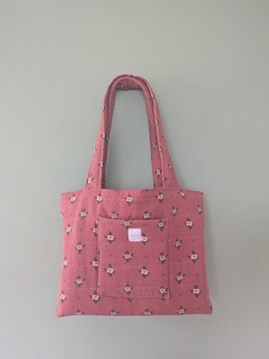 Tote bag midi rosa geblümt