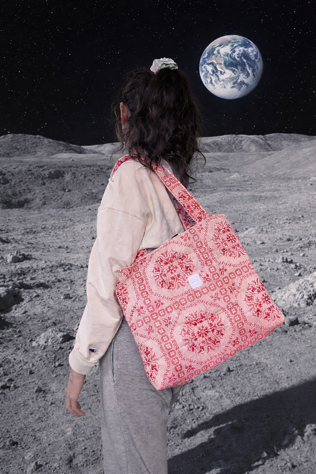 Tote bag midi rot weiß